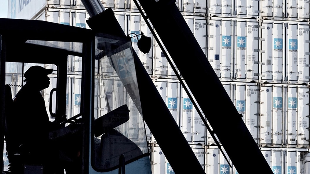Stacked maersk containers