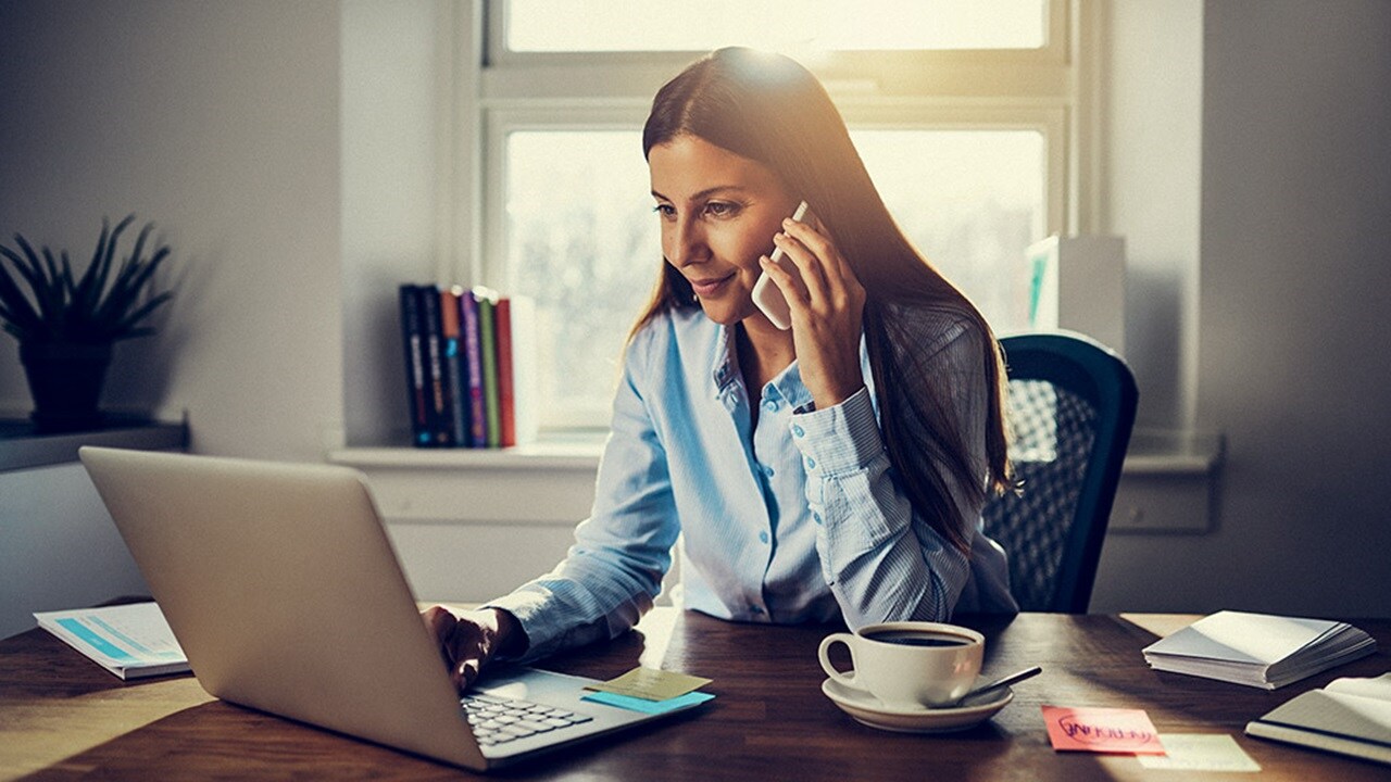 Businesswoman talking through phone